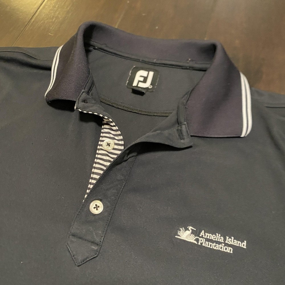 FootJoy Polo Shirt Mens‎ Large Navy Amelia Island Plantation Golf Performance
